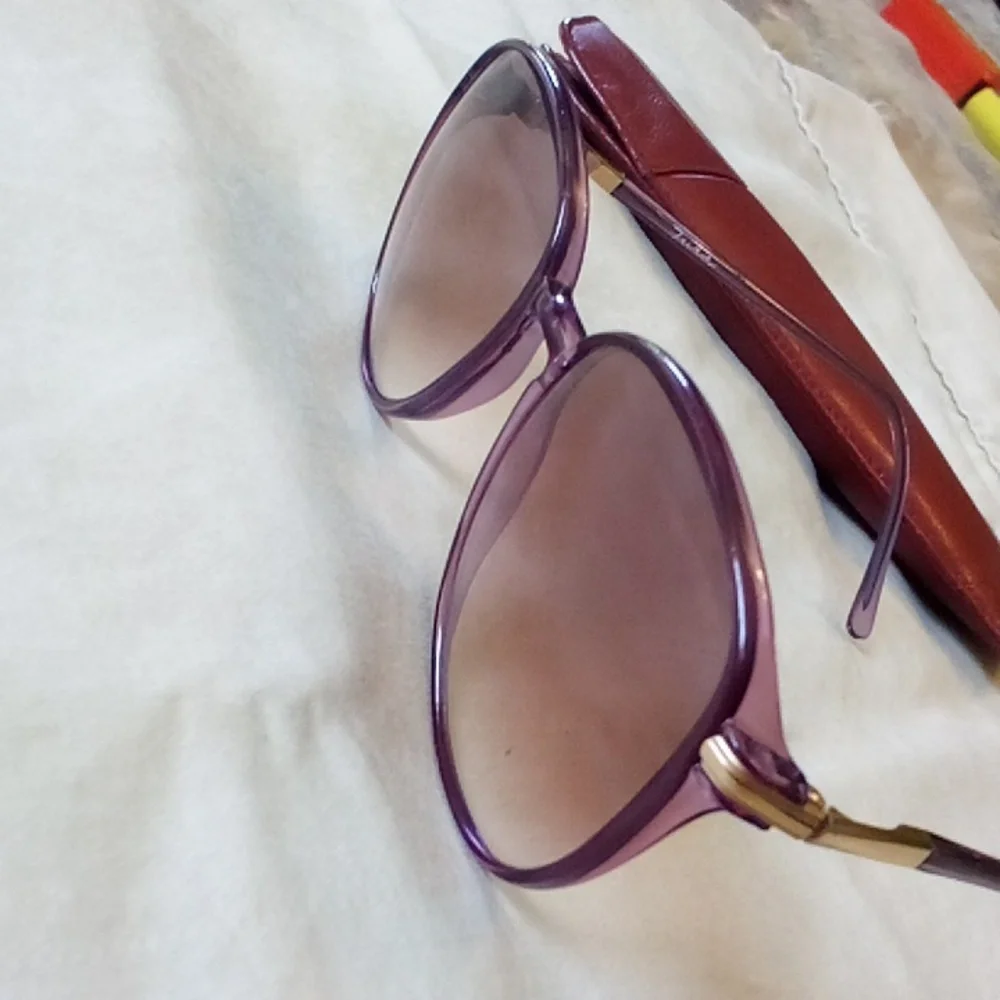 Tura Sunglasses Purple Frames EUC In  Red Leather Case Model ? 887?